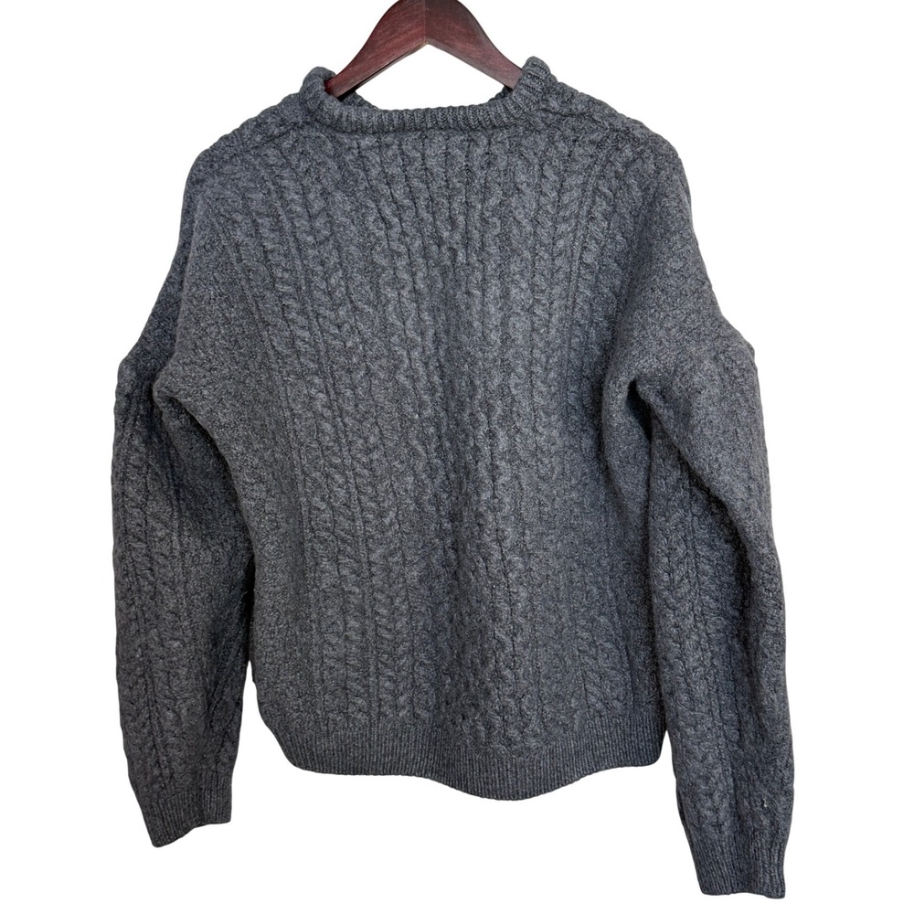 Aran Woollen Mills Merino Wool Cable Knit Sweater Gray Made in Ireland XL - Picture 2 of 12